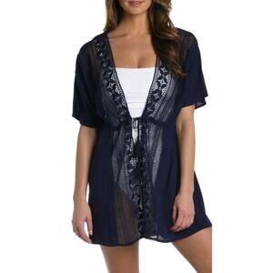 La Blanca Navy Coastal Beach Cover Up M NWOT